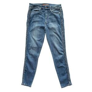 Joe's Jeans The Charlie High Rise Skinny Ankle Jeans Womens 28 Braided Denim Pan